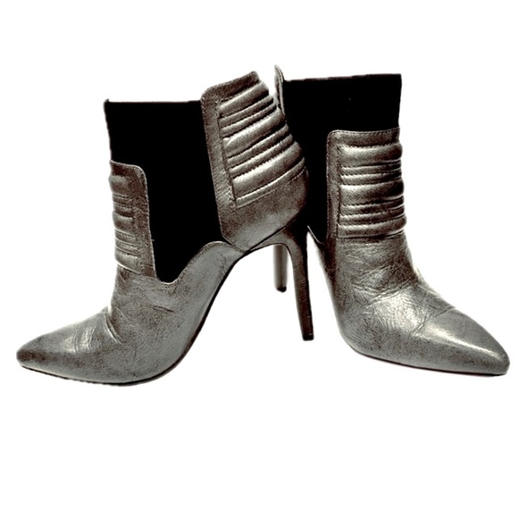 👢🖤‎ JOE’S JEANS Gray-Black Quilted Pointed-Toe Stiletto Ankle Booties | 8.5 - Picture 1 of 5